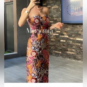Strapless Floral Dress - Multicolor Elegance